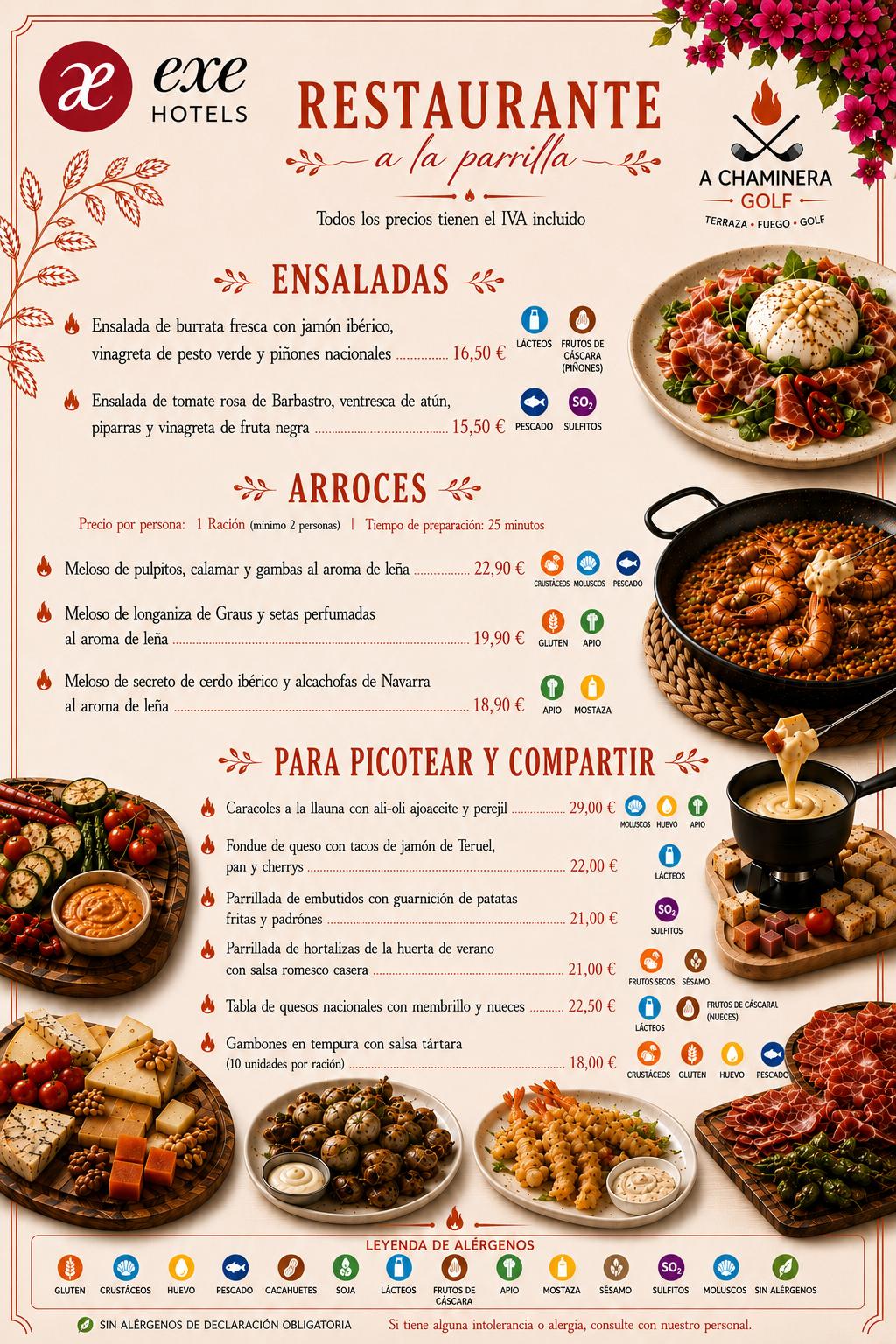Carta Restaurante Hotel Exe Las Margas Golf