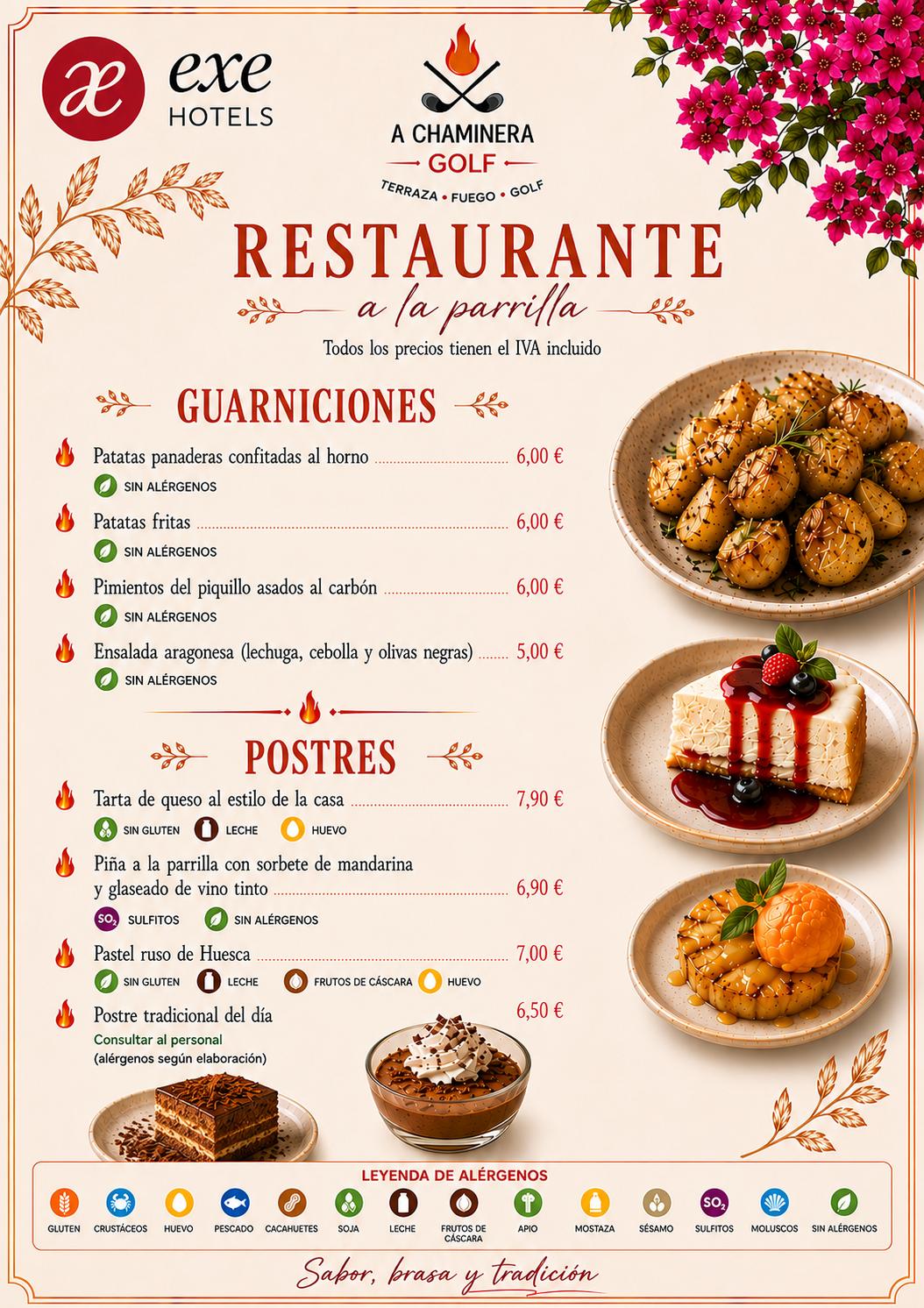 La Carta de A Chaminera en Las Margas Golf